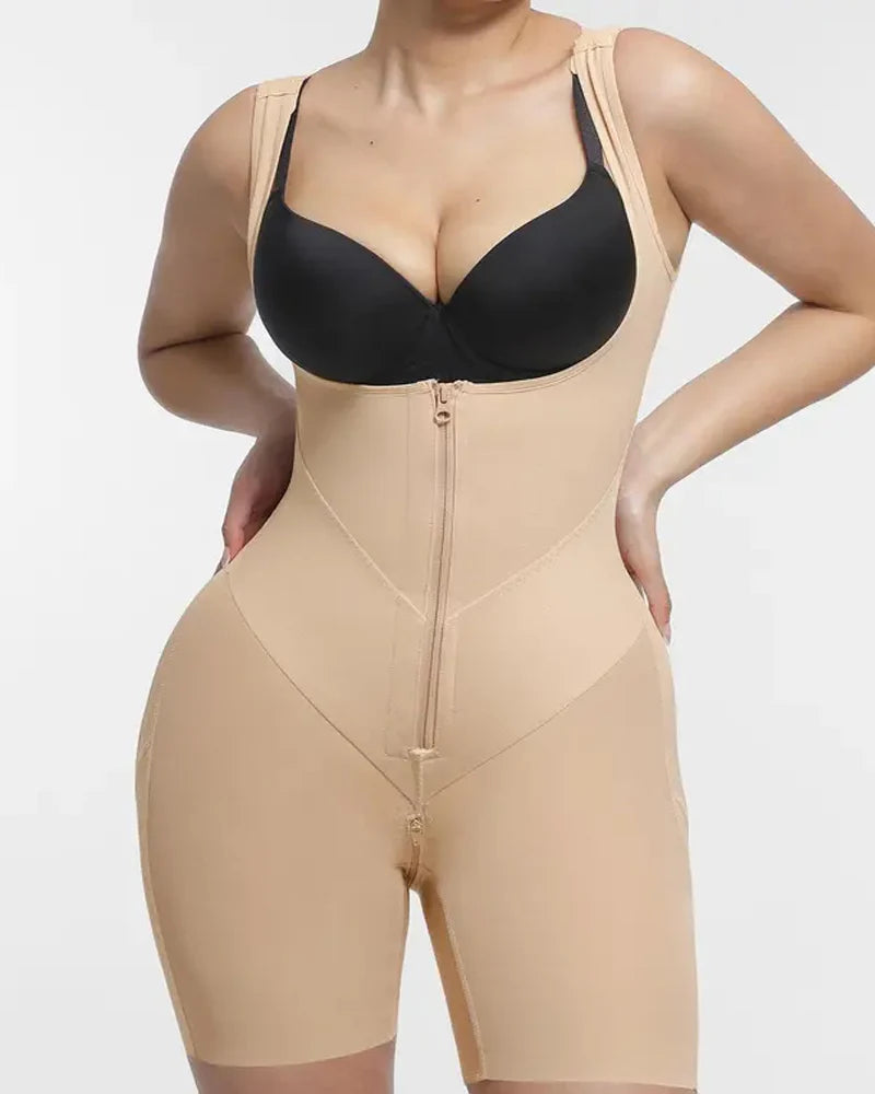U-Shaped Zipper Tummy Control Body Shaper - Postpartum Recovery Hip Lift Bodysuit