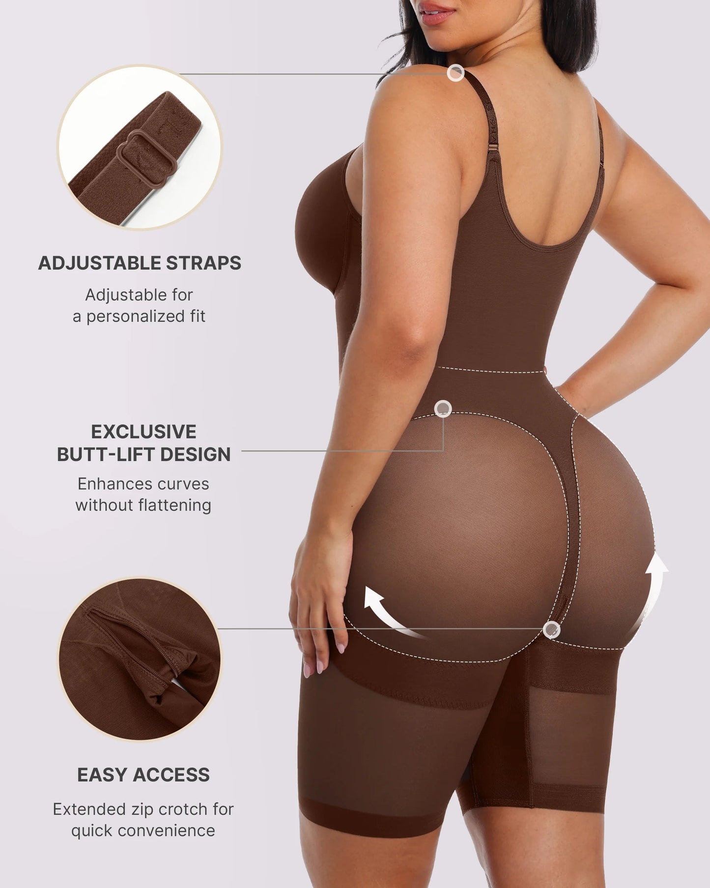Skin Flow Eco Shaper Boyshort - Hourglass Full Body Mid Thigh Bodysuit for Tummy Control