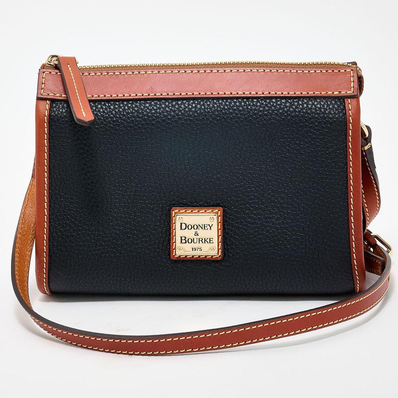Pebble Leather East/West Crossbody Bag with Sleek Silhouette and Zipper Closure