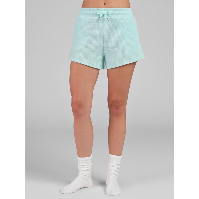 Waffle Lounge Shorts with Curved Hem and Elastic Waistband for Sports and Lounging