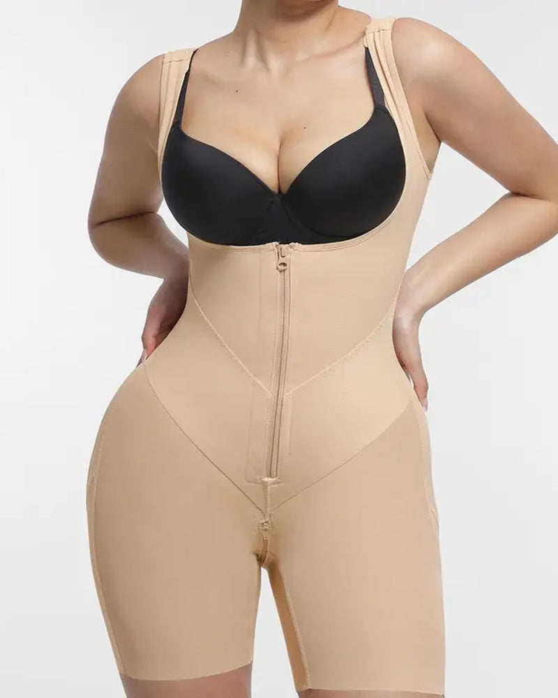 U-Shaped Zipper Tummy Control Body Shaper - Postpartum Recovery Hip Lift Bodysuit