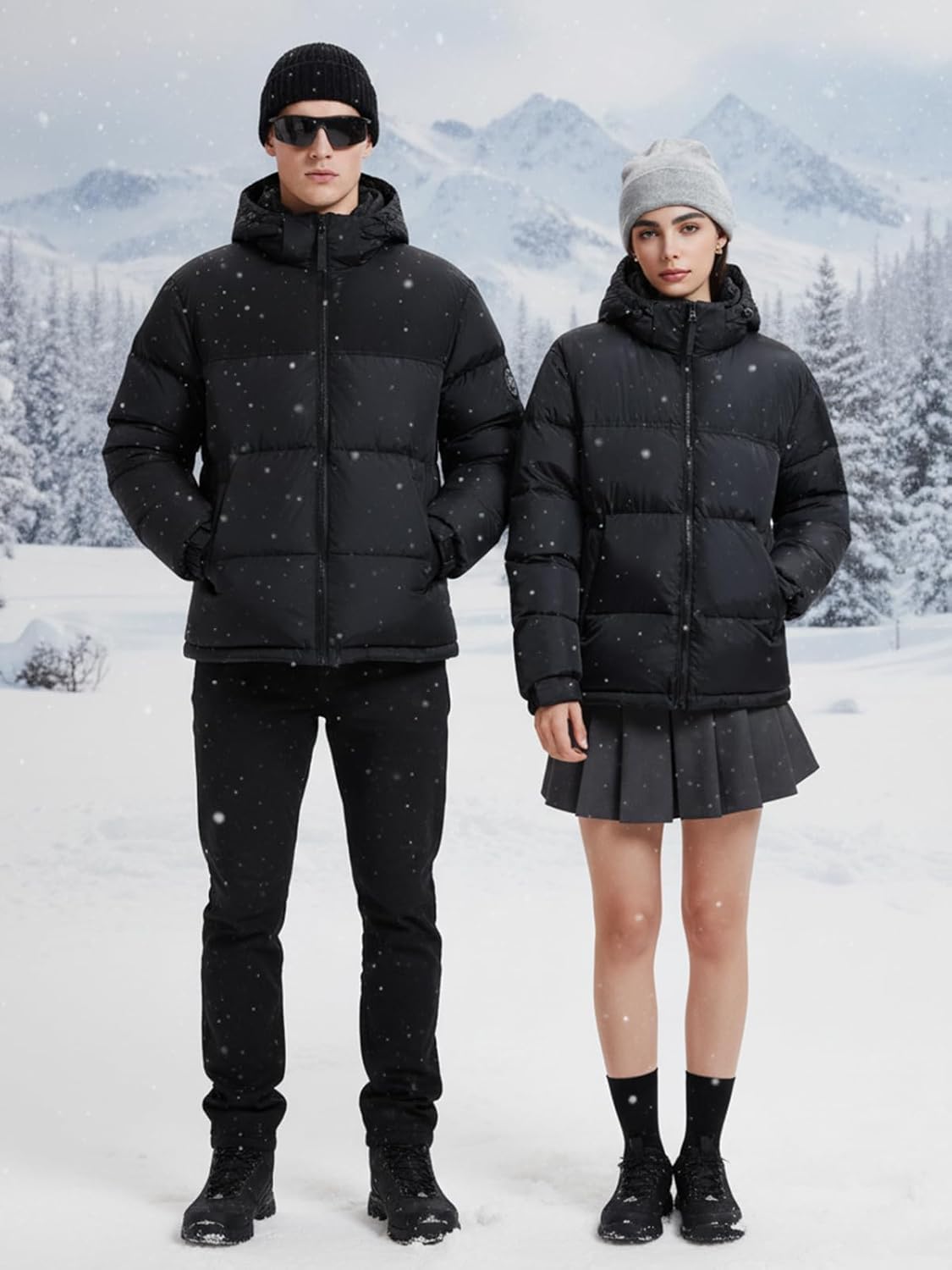 Airfree Women's 800-Down-Fill Puffer Jacket Winter Wind Resistant Water Repellent Warm Zip Pockets Hooded Down Outwear Coat