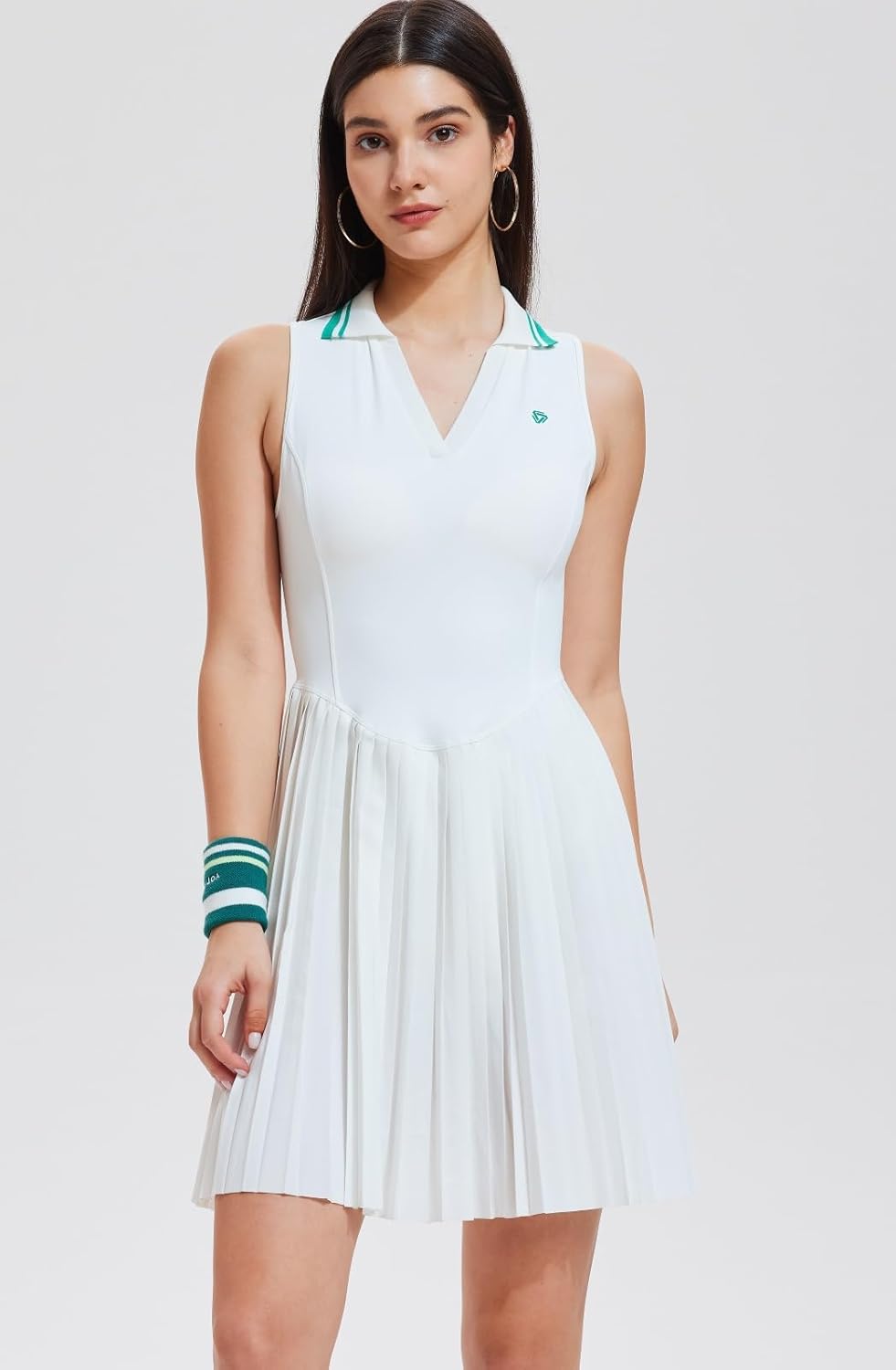 AFZ Women Pleated Golf Casual Polo Dress with Shorts V Neck Tennis Pickleball Athletic Outfits