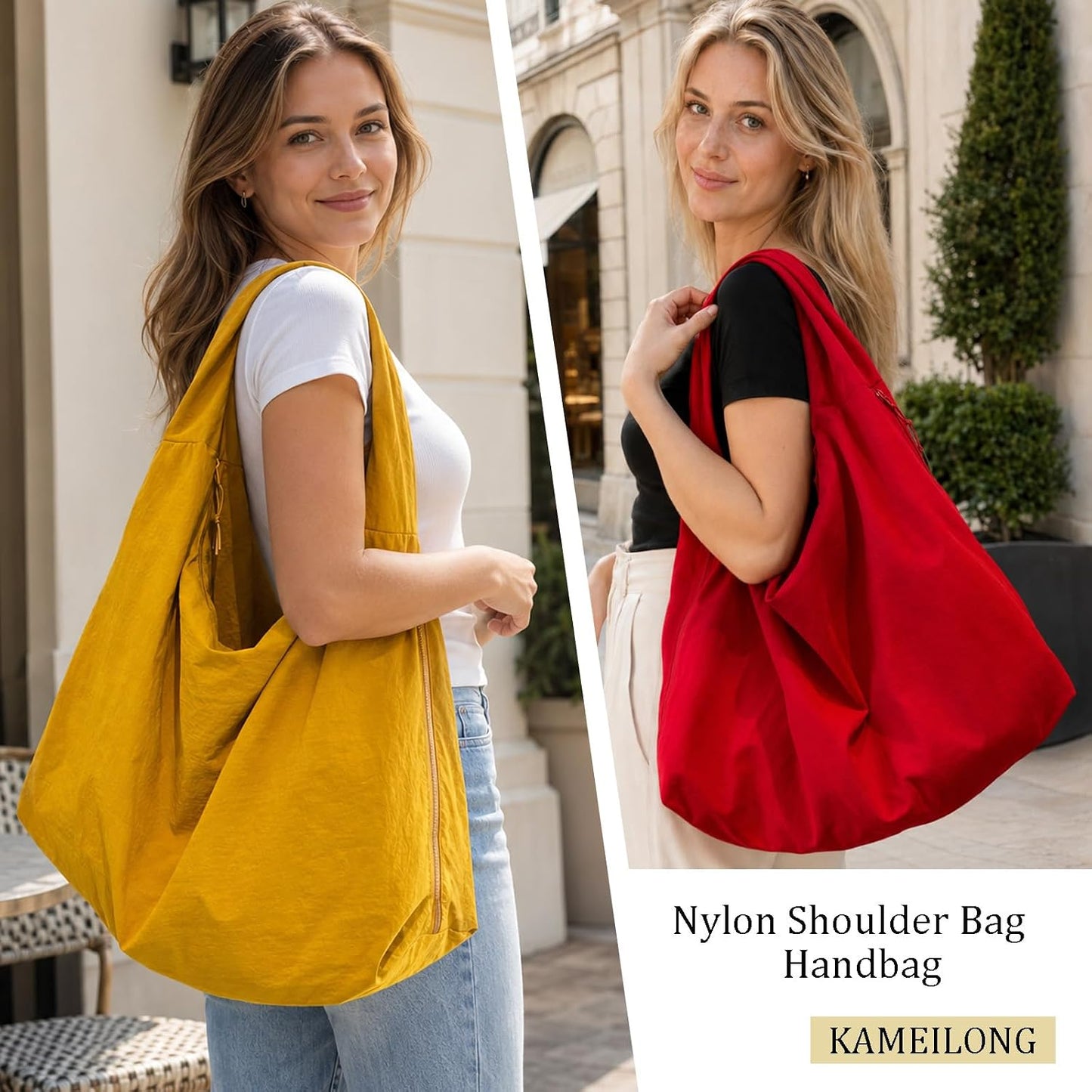 Large Nylon Hobo Bag Women Crescent Shoulder Bag Vintage Tote Bag Casual Shopper Handbag