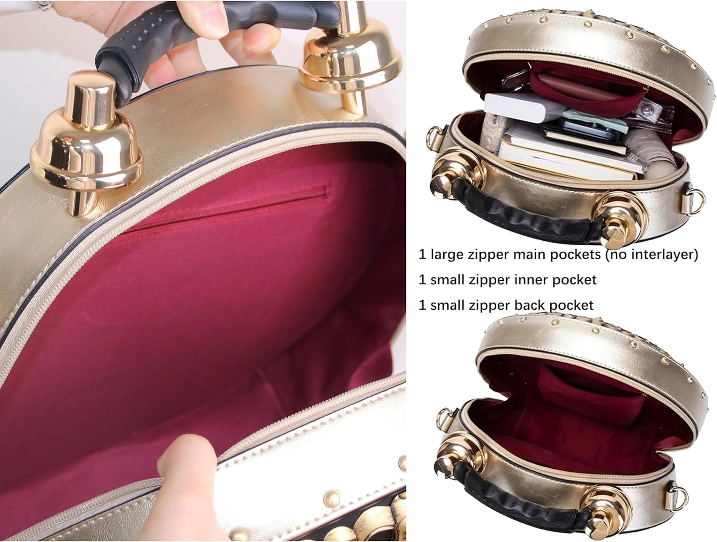 Retro Clock Shaped Crossbody Purse - Vintage Steampunk Shoulder Bag for Women
