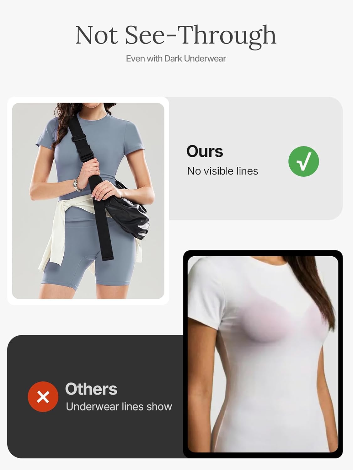Women's Short Sleeve Compression Workout Top - Slim Fit Non See Through Y2K Tee