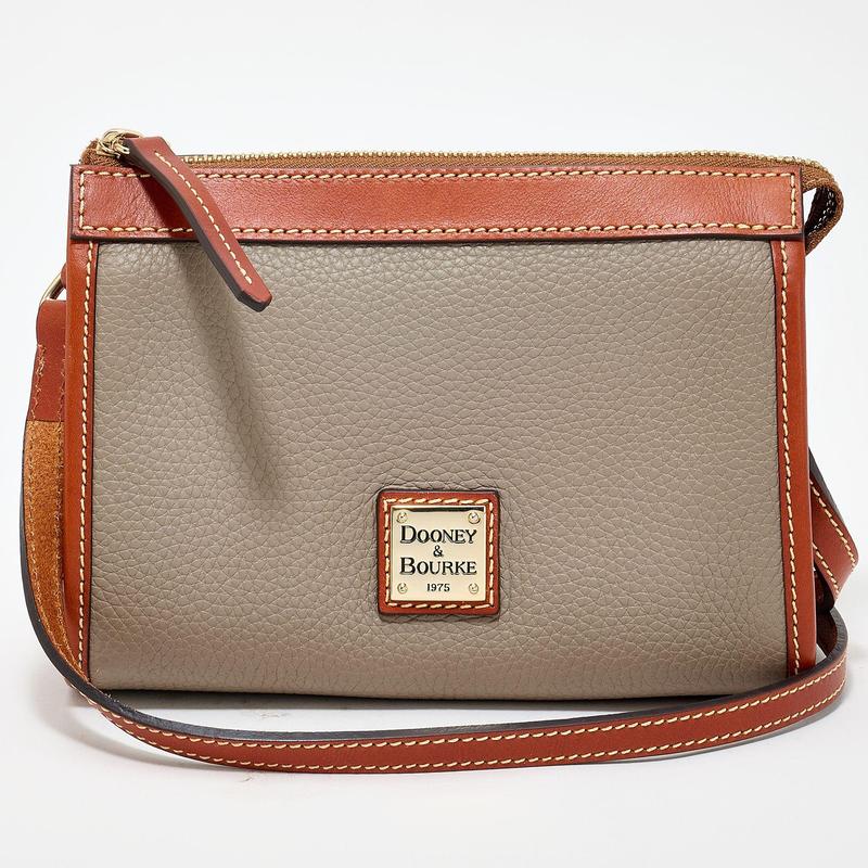 Pebble Leather East/West Crossbody Bag with Sleek Silhouette and Zipper Closure