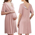 Women's Maternity Dress - Stretchy V-Neck Nursing Gown with Skin-to-Skin Access