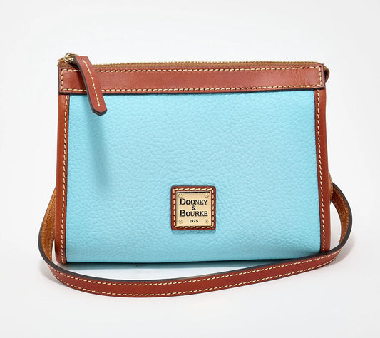 Pebble Leather East/West Crossbody Bag with Sleek Silhouette and Zipper Closure