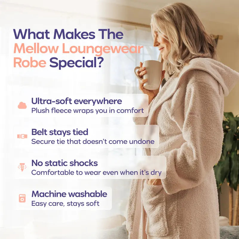 Double Sided Plush Fleece Hooded Robe - Ultra Soft Cloud-Like Bathrobe and Loungewear
