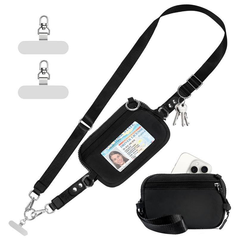Universal Phone Strap Bag with RFID-Blocking Wristlet Wallet - Adjustable Crossbody Lanyard