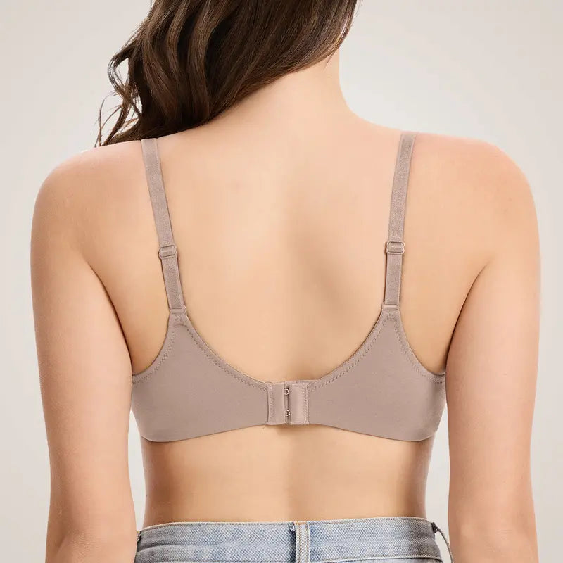 3 Pieces Lightly Lined Wireless Bras for Women, Comfy Plunge T-Shirt Bra Pack for Everyday & Bridal