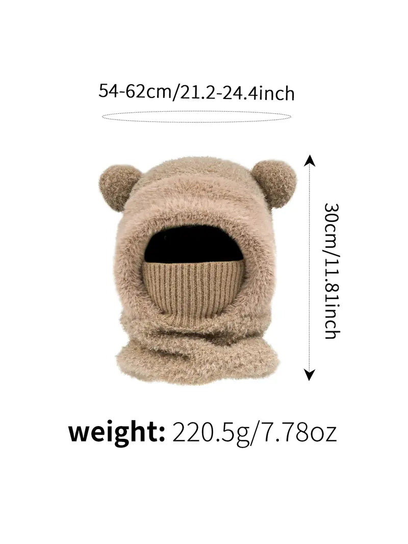Original Bear Ear Windproof Winter Hat - Stylish Warm Headwear for Cycling and Outdoor Use
