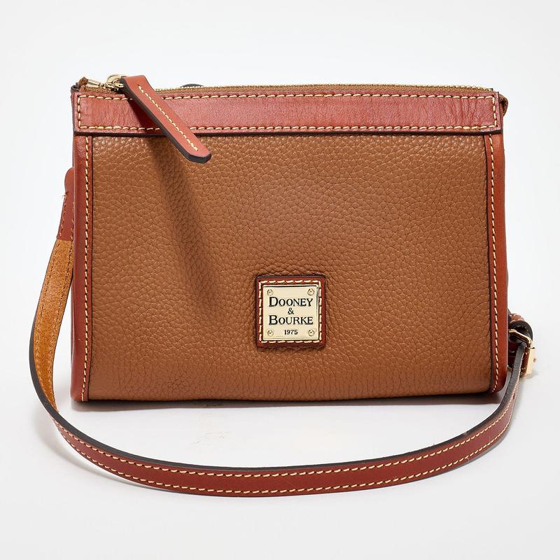 Pebble Leather East/West Crossbody Bag with Sleek Silhouette and Zipper Closure