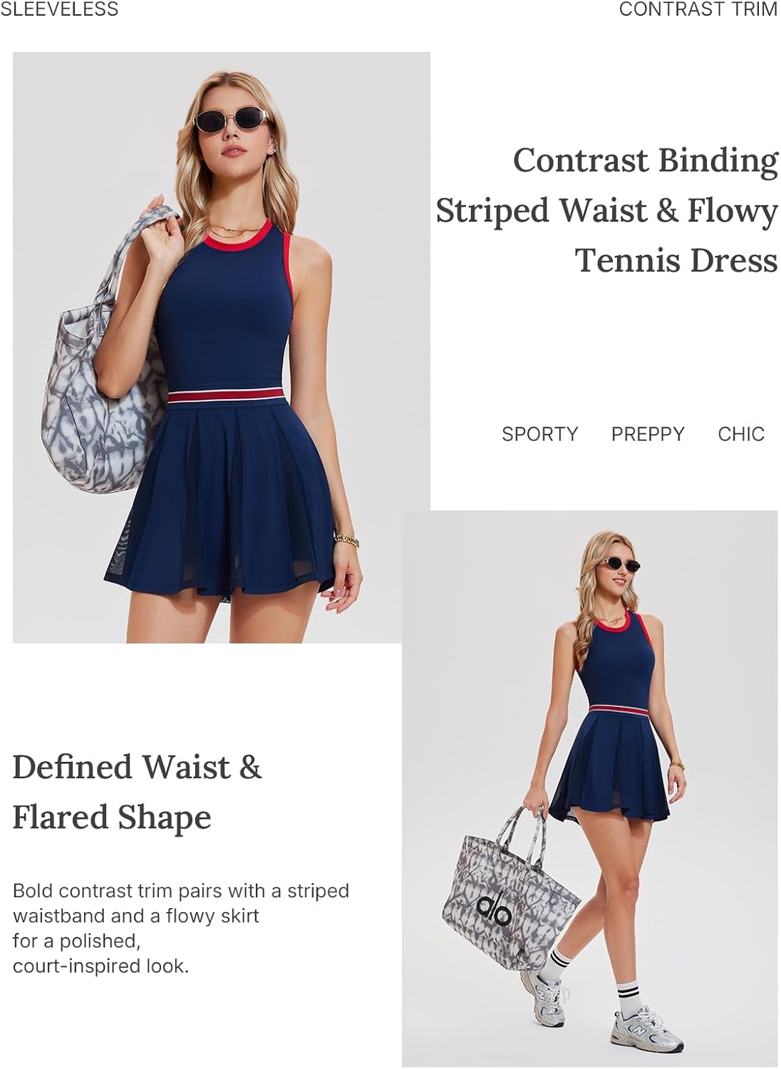 Women's Sleeveless Tennis Golf Dress - Racerback Cutout Pleated Mini Skater Dress for Pickleball