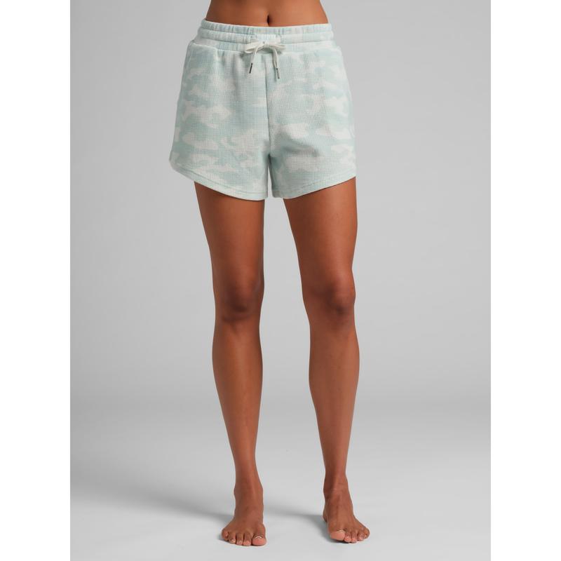 Waffle Lounge Shorts with Curved Hem and Elastic Waistband for Sports and Lounging