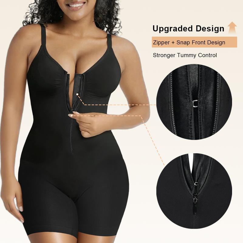 Tummy Control Bodysuit Corset with Zipper and Adjustable Straps - Ultra Stretch Sculpting Shapewear