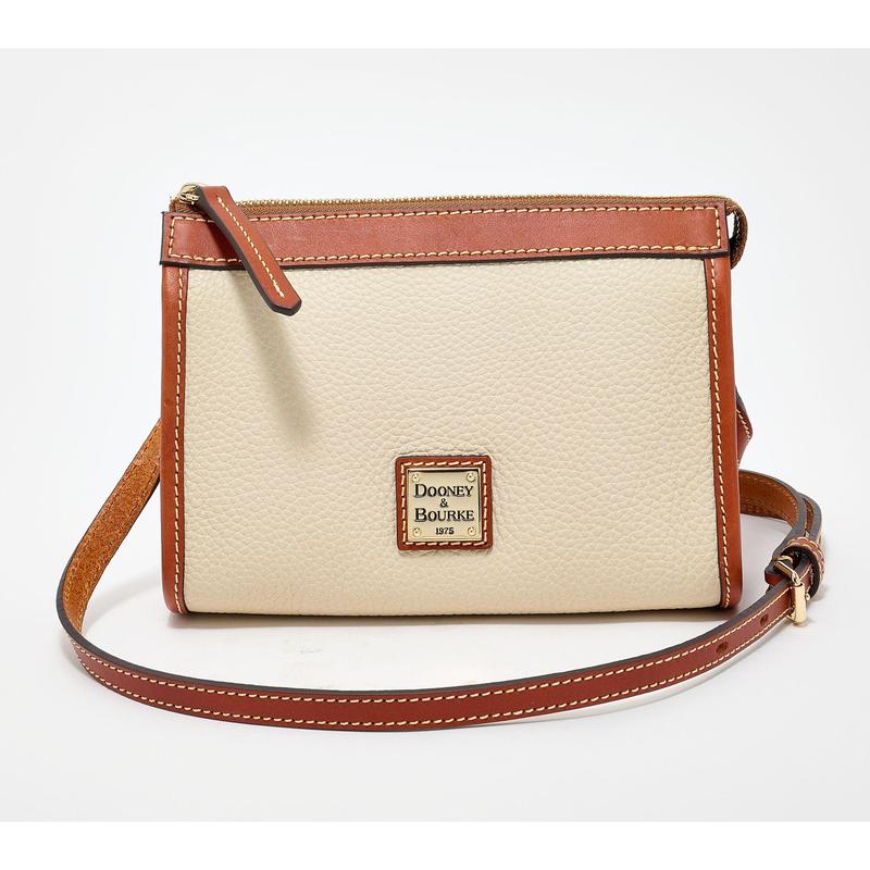 Pebble Leather East/West Crossbody Bag with Sleek Silhouette and Zipper Closure
