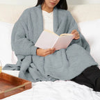 Women's Oversize Fleece Blanket Cape - 50" Width Flowing Side Slits Machine Washable Shawl-Wrap