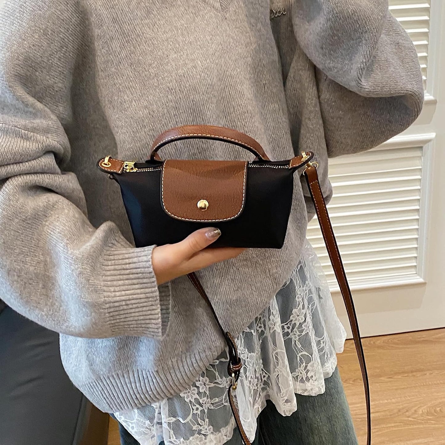 Mini Crossbody Bag for Women - Small Spacious Tote with Adjustable Strap and Zipper Pockets