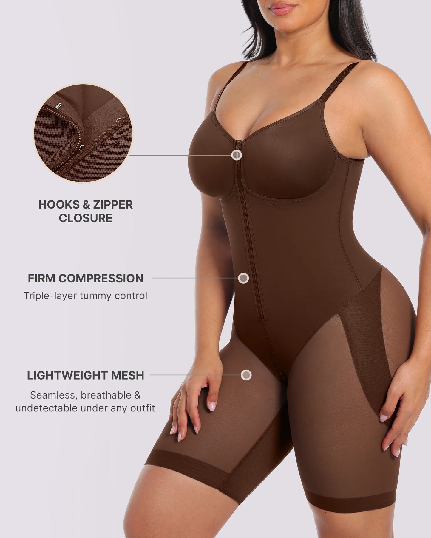 Skin Flow Eco Shaper Boyshort - Hourglass Full Body Mid Thigh Bodysuit for Tummy Control