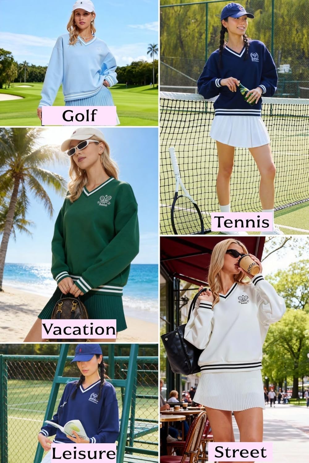 AFZ Women 2 Piece Tennis Skirt Set Athletic Sweater Skort Sets Y2K Preppy Lounge Tracksuit Outfits