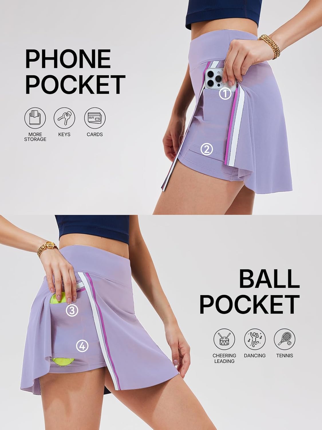 Women's 2 Piece Tennis Skirt Set - Colorblock V-Neck Polo & High Waisted Side Slit Skort
