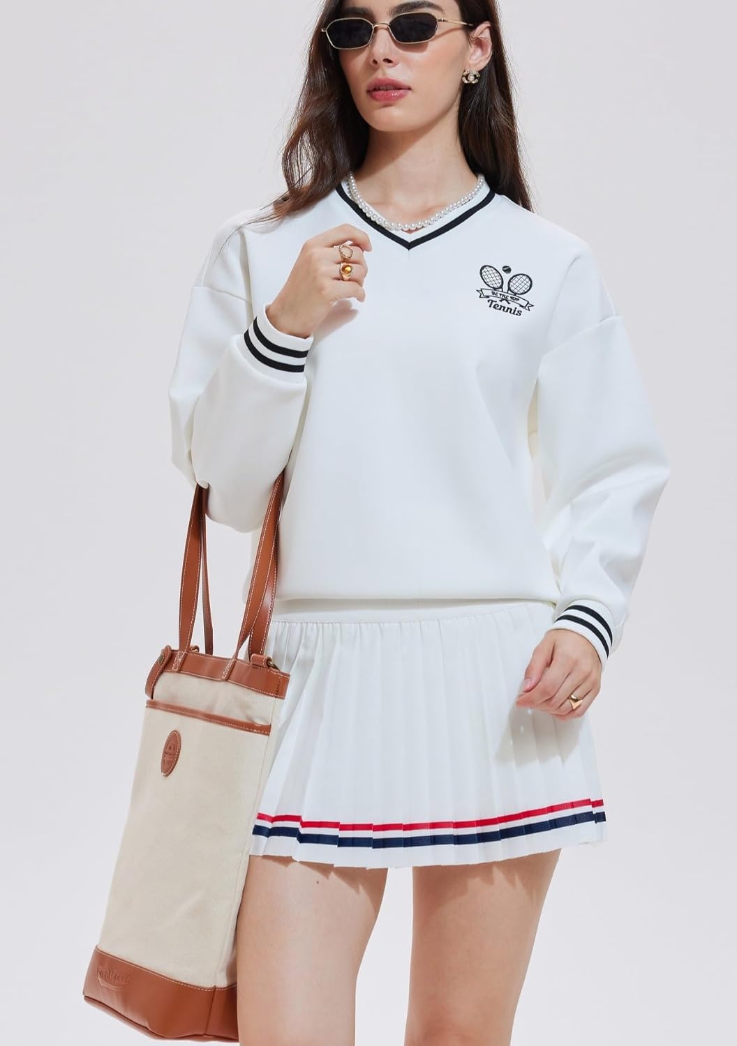 AFZ V Neck Sweatshirts for Women Loose Fit Soft Dressy Long Sleeve Pullover Sweater Tops Preppy Clothes