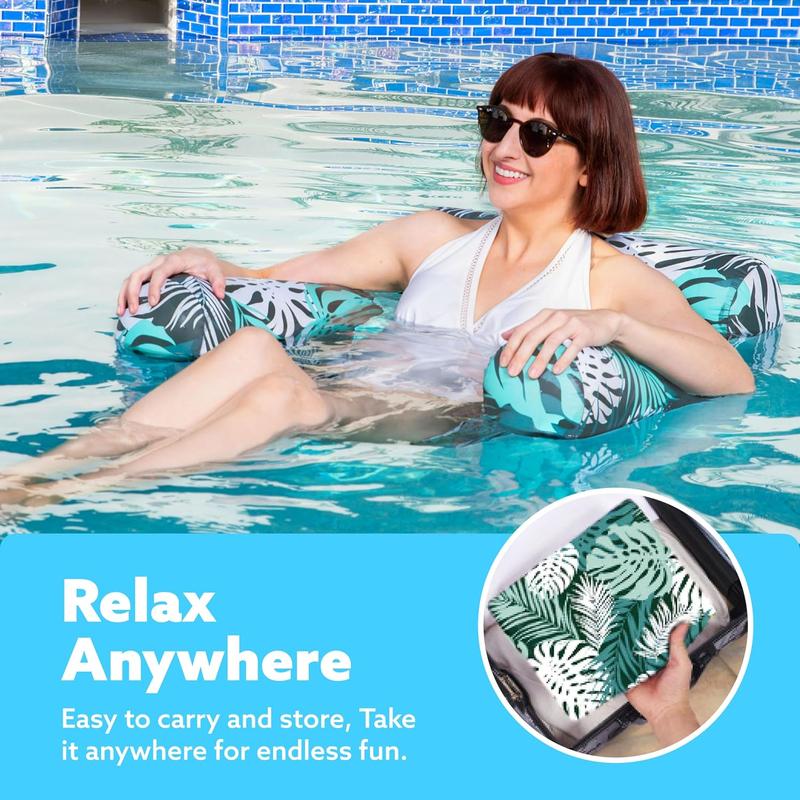 Inflatable Pool Floats for Adults, 2 Pack Floating Lounge Chairs with Mesh Hammock