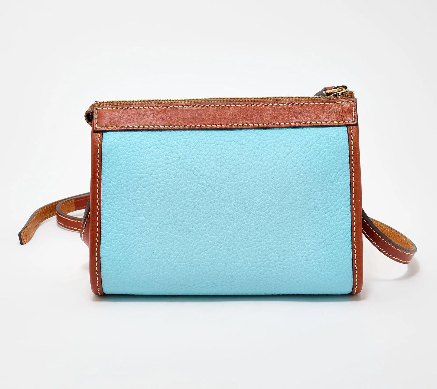 Pebble Leather East/West Crossbody Bag with Sleek Silhouette and Zipper Closure