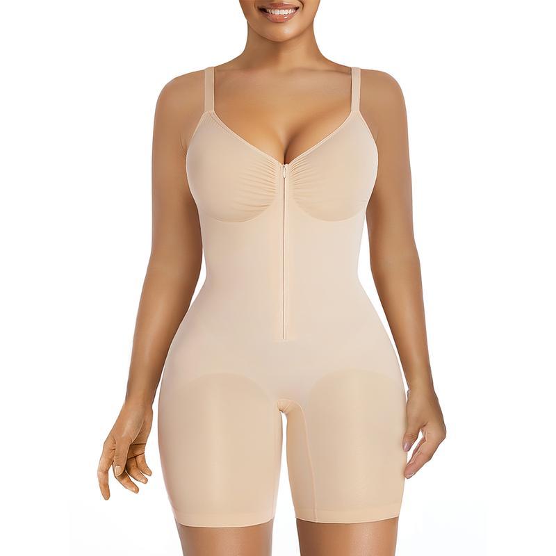Tummy Control Bodysuit Corset with Zipper and Adjustable Straps - Ultra Stretch Sculpting Shapewear