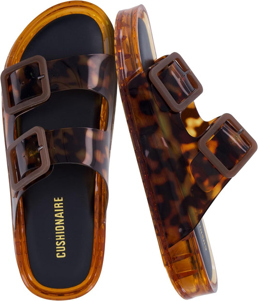 Women's Waterproof Double Buckle Pool Slides - Adjustable Slip-On Beach Sandals