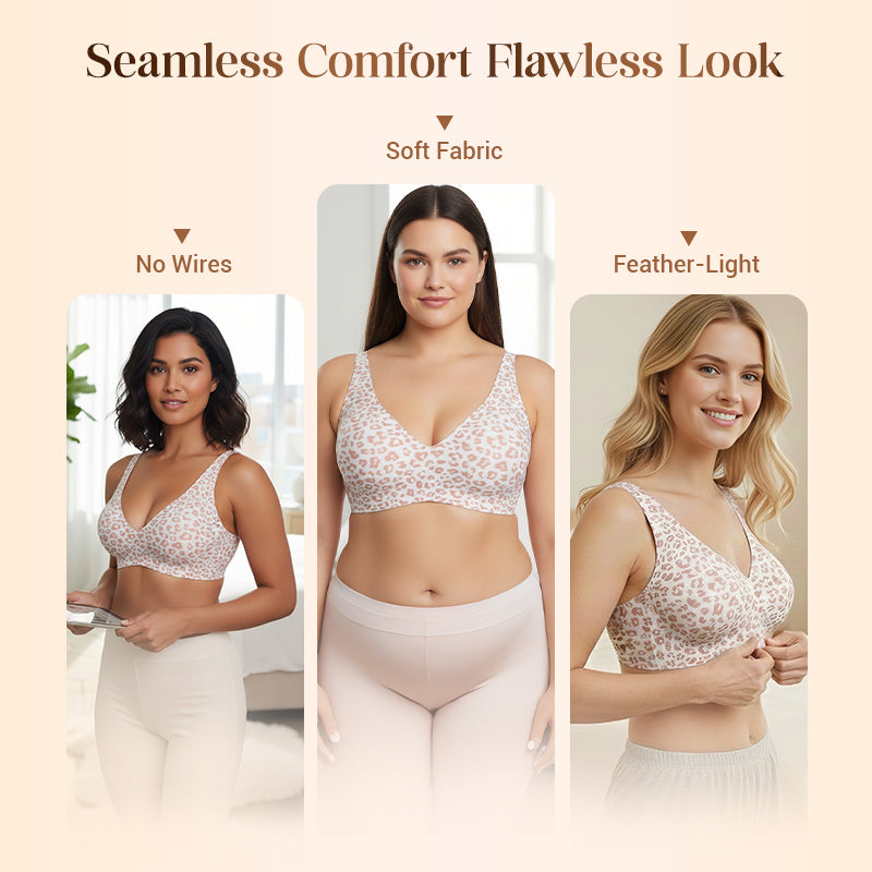Womens Comfortable Wireless Push Up Bralette - Seamless Deep V Everyday T-Shirt Bra