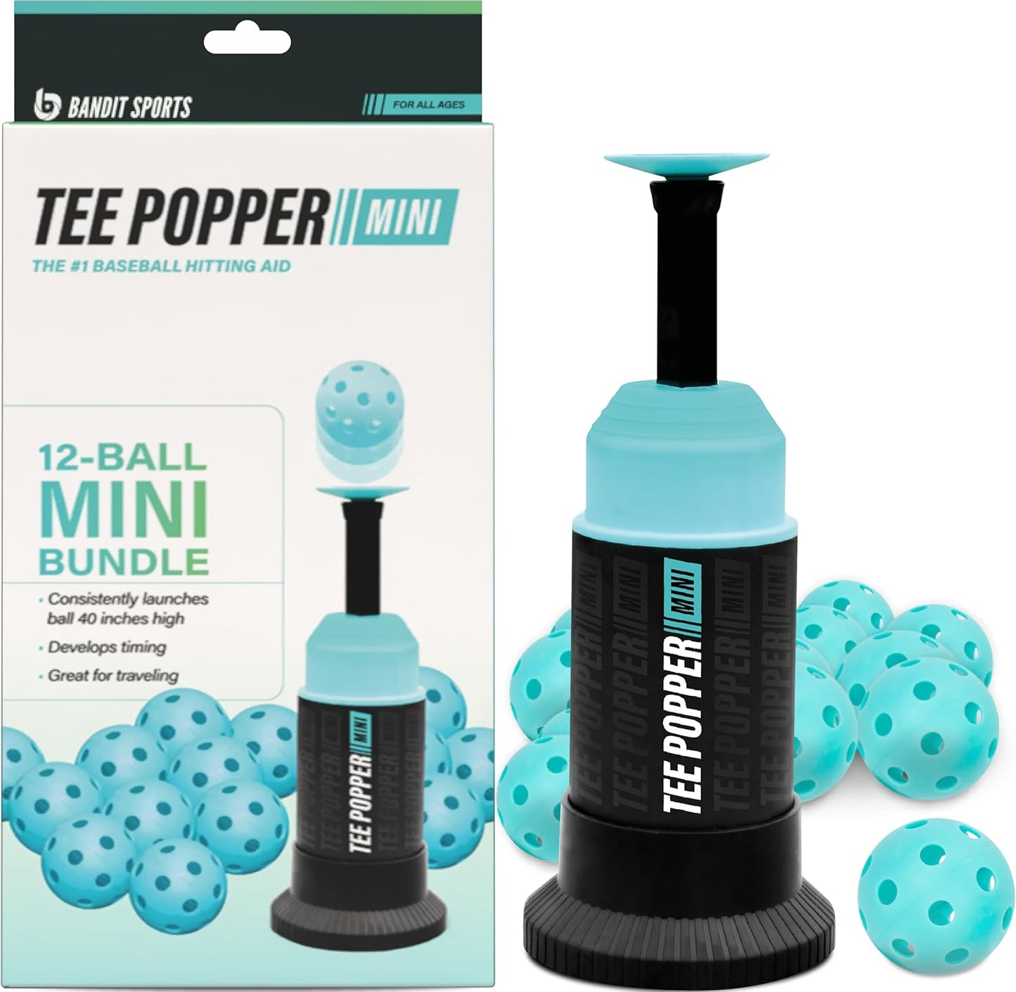 Baseball Training Pop-Up Hitting Bundle - Automatic Ball Tosser with 12 Mini Practice Balls for Perfect Swings