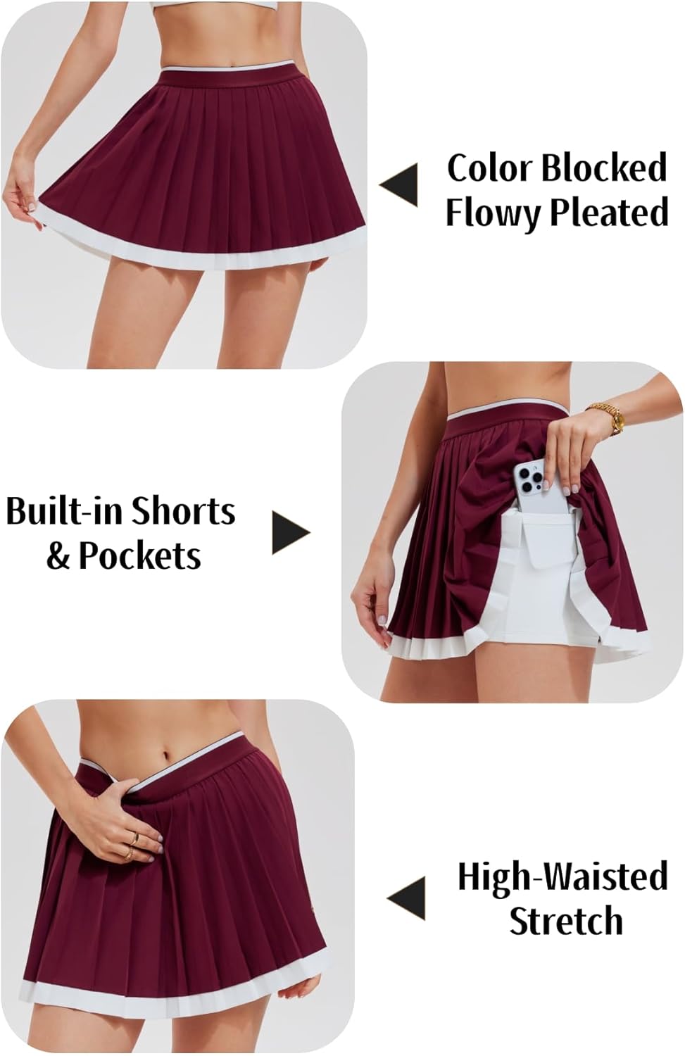 AFZ Women 2 Piece Tennis Skirt Set Color-Block Zip Up Tennis Shirt Athletic Dress Golf Skorts for Pickleball