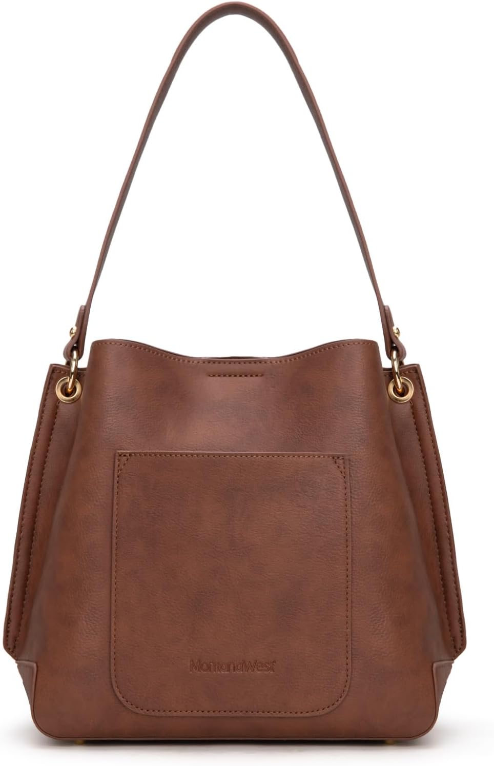 Medium Hobo Purse for Women - 3-Compartment Vegan Leather Bucket Bag with Crossbody Strap