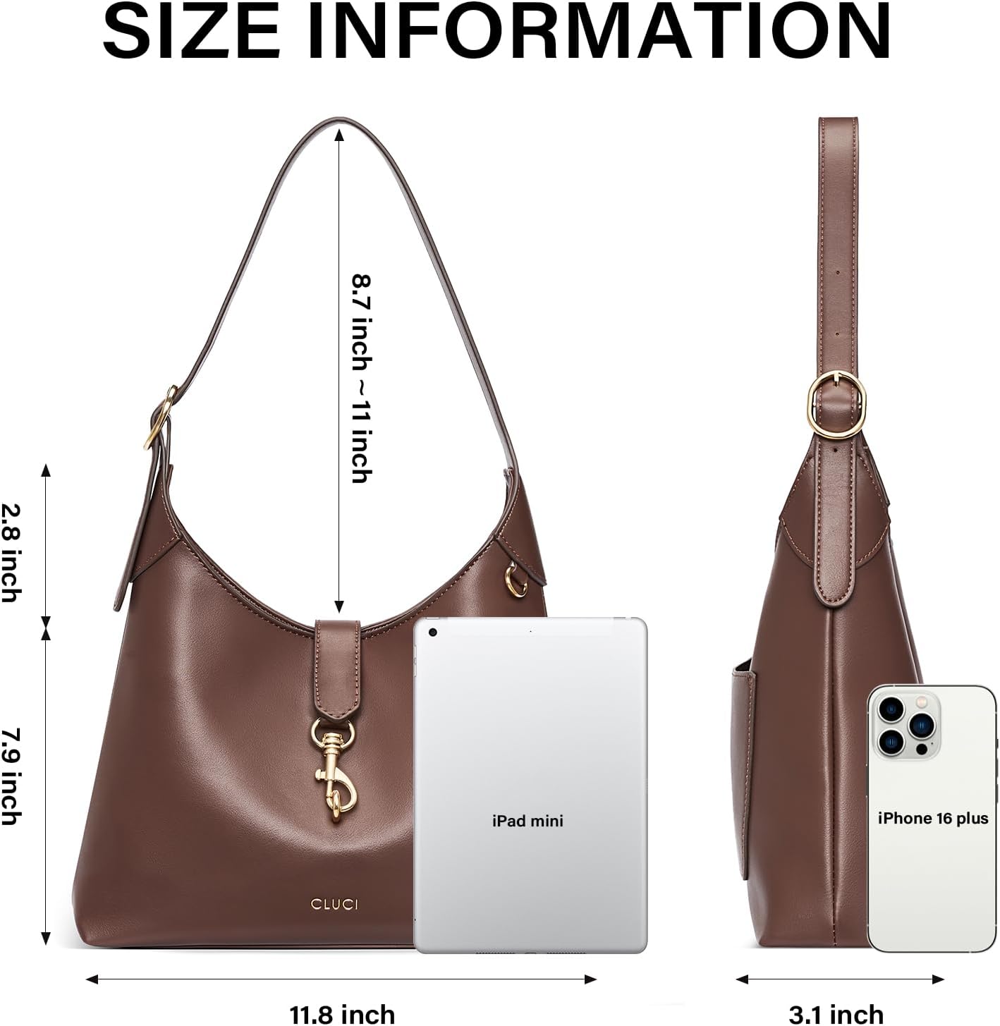 Womens Purses and Handbags, Soft Vegan Leather Hobo Bags with Adjustable Strap, Lightweight Slouchy Shoulder Bag