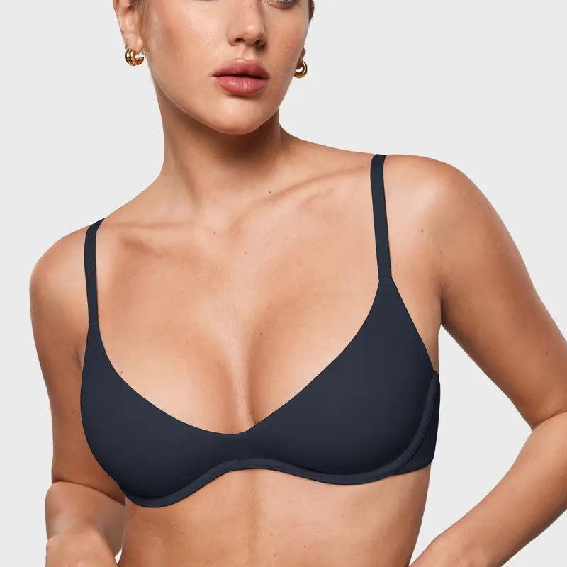 Women's Plunge Unlined Underwire Bra - Sexy Demi Balconette Lingerie
