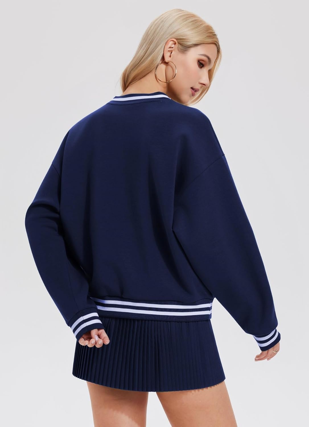 AFZ Women 2 Piece Tennis Skirt Set Athletic Sweater Skort Sets Y2K Preppy Lounge Tracksuit Outfits