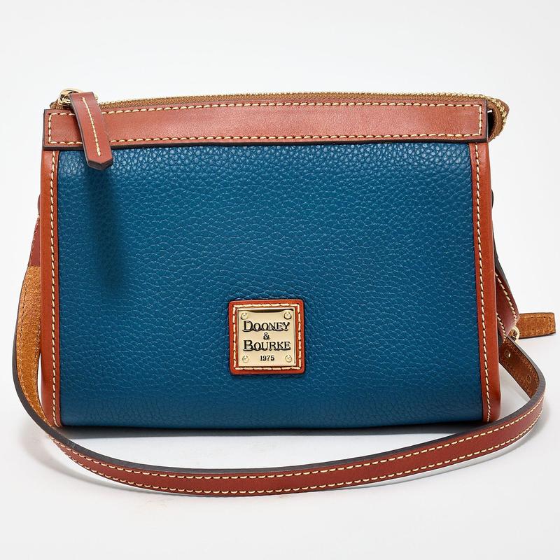 Pebble Leather East/West Crossbody Bag with Sleek Silhouette and Zipper Closure