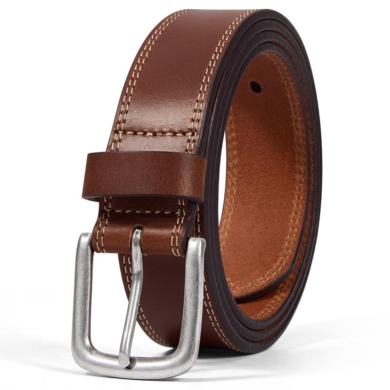 Men's Genuine Leather Fashionable Buckle Belt for Jeans, Versatile Business & Casual Waistband