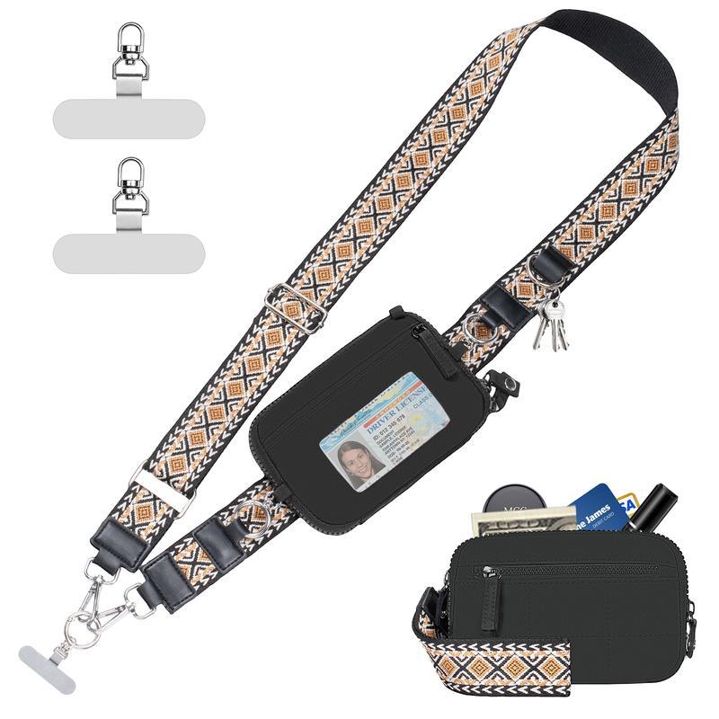 Universal Phone Strap Bag with RFID-Blocking Wristlet Wallet - Adjustable Crossbody Lanyard