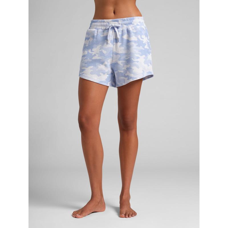 Waffle Lounge Shorts with Curved Hem and Elastic Waistband for Sports and Lounging