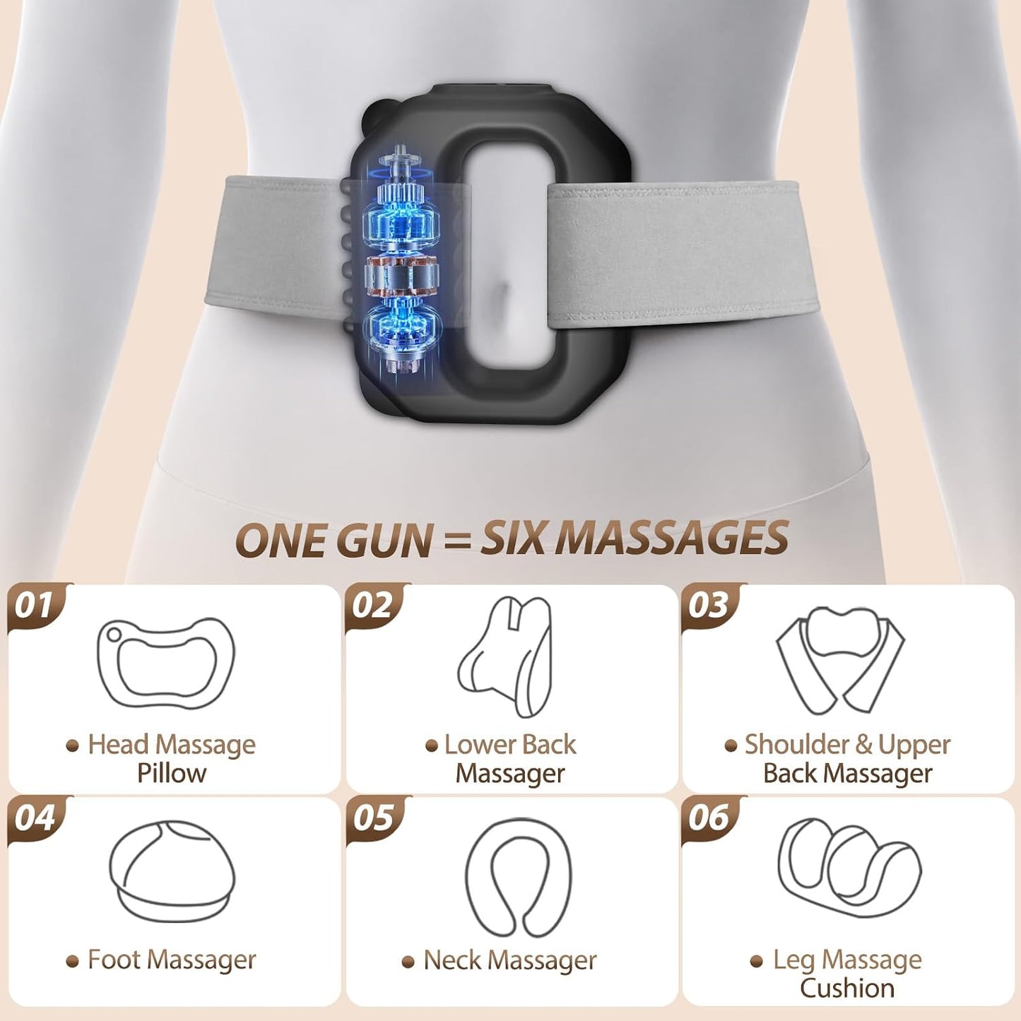 R10 Fascia Ring Massager - Hands-Free Electric Body Massager with Waist Belt