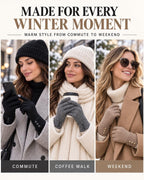 3 Pairs Women's Winter Touchscreen Gloves - Windproof Fleece Lined Warm Texting Mittens