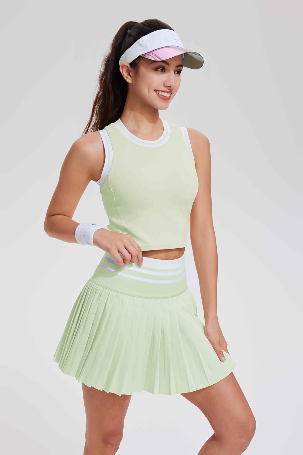 Two Piece Tennis Skirt Set for Women - High Waisted Pleated Athletic Golf Skirt with Pockets