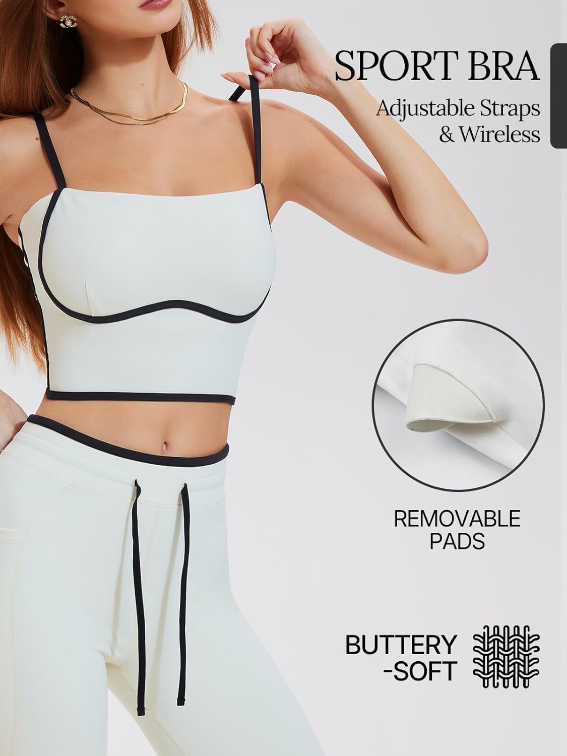 Women's 2 Piece Workout Set with Pockets Square Neck Leggings for Gym Yoga