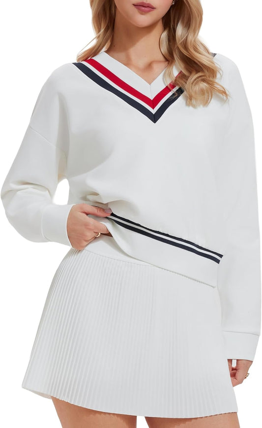 AFZ Two Piece Tennis Sets for Women Casual Sweatshirt Skirt Set Long Sleeve Golf Sweatsuits Athletic Tennis Outfits