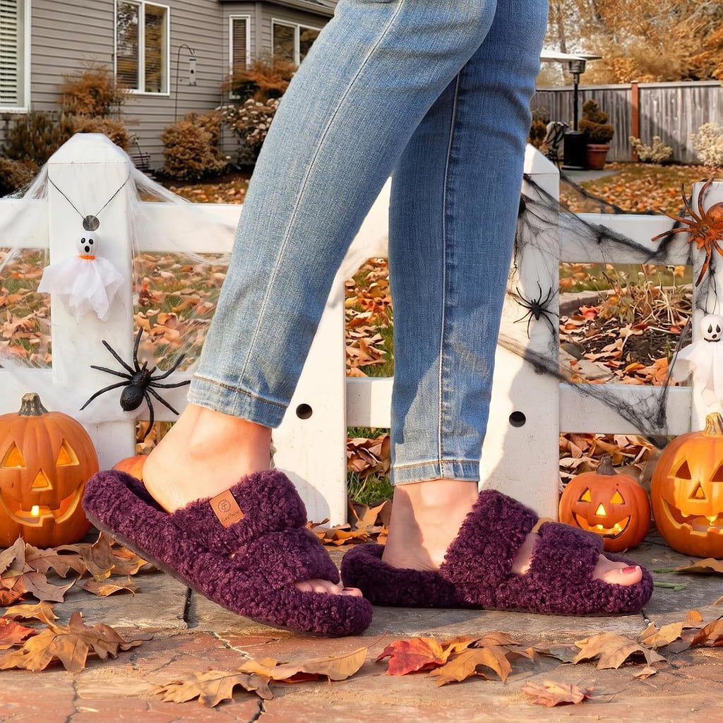 EverFoams women's open-toe slippers in Plum Violet — Amazon gallery image 3 of 6