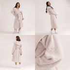 Double Sided Plush Fleece Hooded Robe - Ultra Soft Cloud-Like Bathrobe and Loungewear